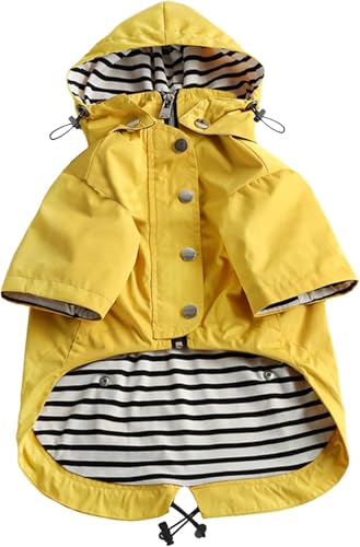 Pethiy- Manteaux imperméables pour Chien élégants de qualité supérieure, résistant Pluie/l'eau,Cordon de Serrage réglable,Capuche Amovible,Vêtements...