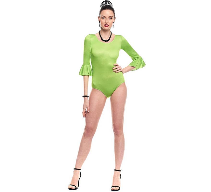 ZZ DISFRAZZES | Body o maillot Sevillana Licra con Volante verde para mujer (Talla XXL)