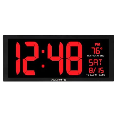 AcuRite 14.5" Large Digital LED Oversized Wall Clock with Date and Temperature, Perfect for Home or Office (75127M) Cover