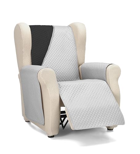 Martina Home Diamond Funda Cubre Sofá,Protector para Sofás Acolchado Reversible,Gris/Negro, 1 Plaza/Relax