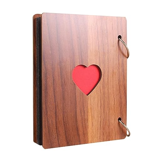 Álbum de recortes para fotos, álbum de fotos DIY con cubierta de madera y 30 páginas negras, ideal como libro de visitas, libro de recuerdos o regalo para San Valentín, aniversario, Día de la Madre o cumpleaños, tamaño 6 x 4 pulgadas (12 x 16 cm) miniatura 1