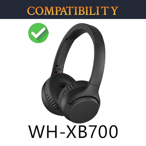 Image of SOULWIT Replacement Earpads for Sony WHXB700 /WH XB700 Wireless Extra Bass Bluetooth Headphones, Ear Pads Cushions with High-Density Noise Isolation Foam, Softer Protein Leather (Black)
