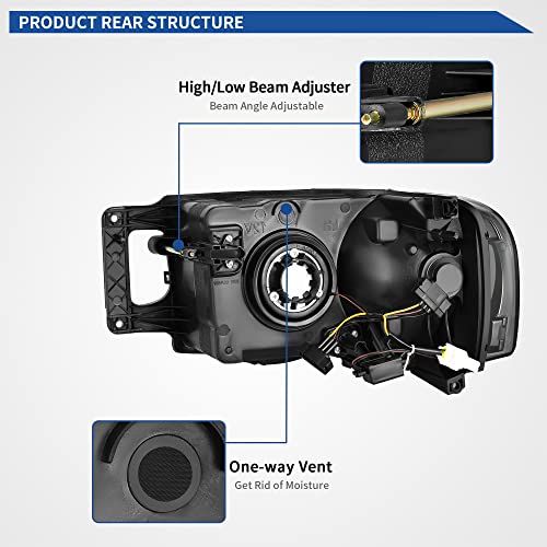 Image of oEdRo LED DRL Headlights Headlamps Compatible with 2002-2005 Dodge Ram 1500 /03 04 05 Dodge Ram 2500 3500 Pickup Smoke Lens