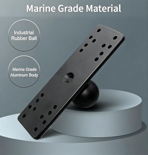 Image of Strg 1.5 inch Ball Mount with 5.9 inch Double Socket Arm, Rectangular Plate and Round Base, Aluminum C Size 1.5 inch Ball Fish Finder Mount for Garmin Lowrance Fish Finder Mounting Tablet Laptop Mounting