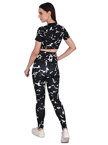 Image of SSoShHub Tights Top High Waist Stretchable Gym Tights and CropTop Bra Gym wear /Active Wear Tights Yoga Pants Zumba /Dance Womens Workout Tights and Top Stretchable Workout set