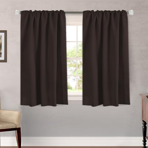 Image of H.VERSAILTEX Blackout Curtains Thermal Insulated Window Treatment Panels Room Darkening Blackout Drapes for Living Room Back Tab /Rod Pocket Bedroom Draperies, 52 x 54 Inch, Chocolate Brown, 2 Panels