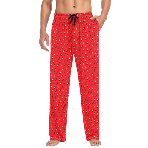 Men's Black Seeds Pajama Pants with Pockets - Straight Fit Cotton Sleep Bottoms for Lounge & Nightwear#409 - Main Image