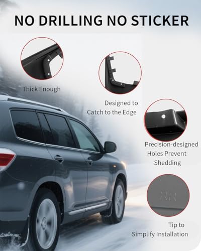 Image of Mud Flaps for Toyota Highlander 2007-2011 , Heavy Duty No-Drill Mud Guards & Splash Guards, All-Weather Protection (Set of 4)