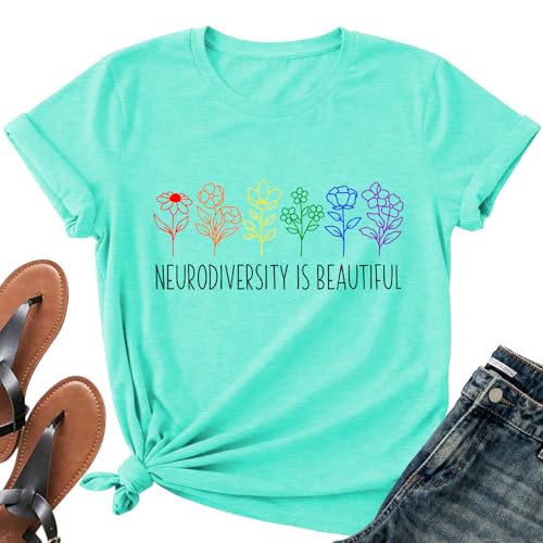 Image of Autism Teach Shirts Women Autism Awareness T Shirt Autism Support Tee Tops Autism Teacher Short Sleeve Shirt
