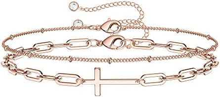 Dainty Gold Bracelets for Women, 14K Gold Plated Adjustable Layered Beads Bracelet Cute Evil Eye Oval Chain Pearl Bar Turtle Gold Bracelets for Women Jewelry