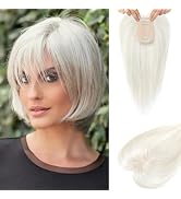 Flufymooz Real Human Hair Toppers for women, 12 Inch Clip in Bangs 100% Human Hair Toppers for Th...