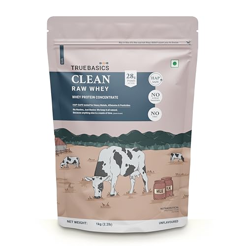 TrueBasics Clean Raw Whey Protein Concentrate Powder (Unflavoured...