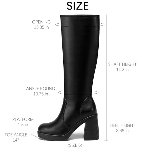 Knee High Boots Women Chunky Heeled Square Toe Boot Platform Tall Long Boots Side Zipper Gogo Boots3