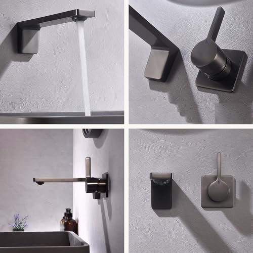 Mitigeur de lavabo mural encastré pour optimiser l'espace du plan de vasque