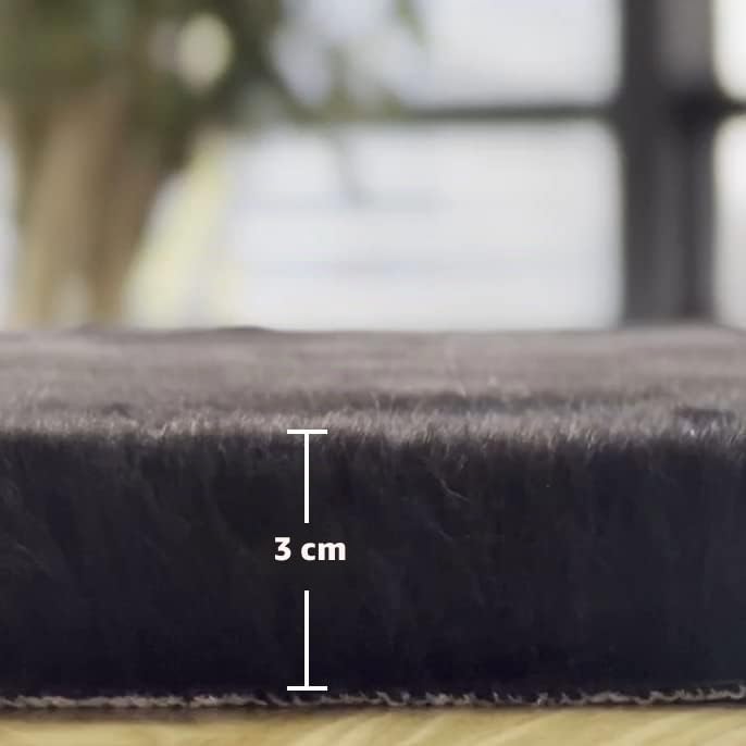 ORINOVA Teppich Läufer Schwarz Flauschig 60x300 cm Teppich Schlafzimmer Wohnzimmer Weich Waschbar Fellteppich Kunstfell Rechteckig – Ansicht 2