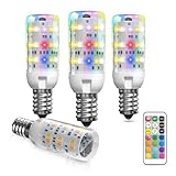 BrightWish Bombilla LED RGB E14 con mando a distancia, regulable, cambio de color, blanco cálido 3000 K y frío 6000 K, 12 colores, 2 W, para sala de estar, dormitorio, fiesta (4)