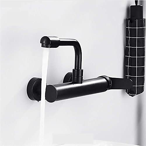 Robinet de lavabo mural en laiton noir mat pour vasque chic