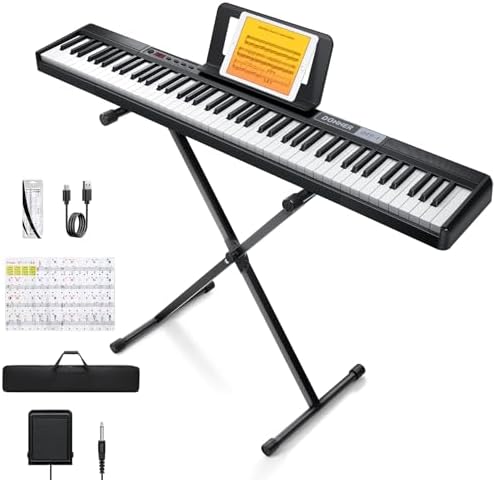 Piano Numérique 88 Touches Semi-Pesées - Pack Complet Avec Support, Pédale, Housse Et Casque - Idéal Débutants