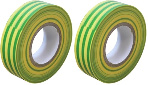 Image of Faithfull FAITAPEPVCGY Green/Yellow PVC Electrical Tape 19mm x 20M (Pack of 2)