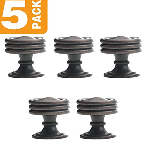 Southern Hills Round Oil Rubbed Bronze Cabinet Knob, Drawer Knob, 1 1/4 Inch Diameter, Pack Of 5 Knobs, Shkm008-Orb-5 #TOP2