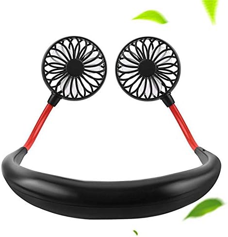 Hand Free Personal Fan, Portable USB Battery Rechargeable Mini Neckband Lazy Fan, 3 Speeds Adjustable Wearable Fan for Traveling Outdoor Office Room (Black)