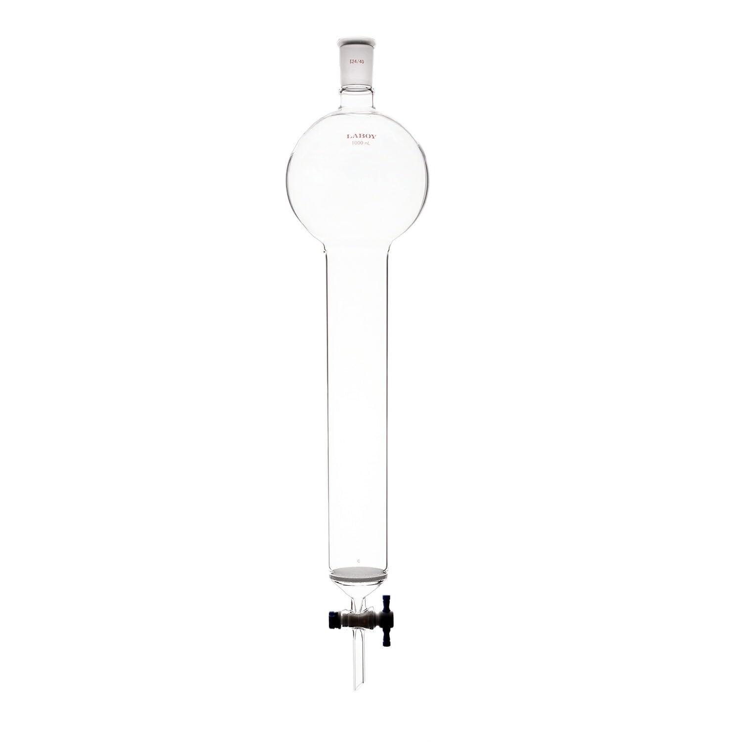 Laboy cristal columna de cromatografía 24/40 con 1000 ml Reservior y fritted Disco columna de 60 mm de diámetro y 305 mm en longitud efectiva