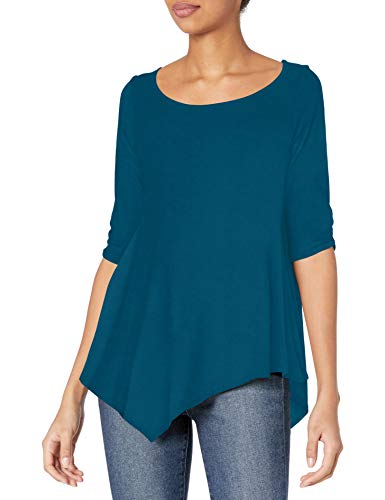 Star Vixen Women's Plus Size Hanky Hem Top, Teal, 2X