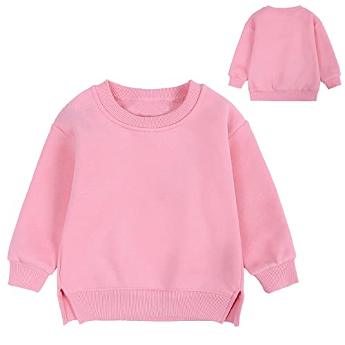 Toddler Boys Girls Fleece Lined Crewneck Sweatshirt Kids Sport Solid Basic Cotton Pullover Tops Long Sleeve Shirt4