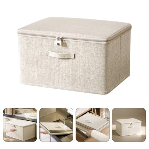 Boîte de rangement pliable beige pour armoire : coffre sécurisé à code - 6