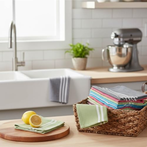 Image of Dishcloths 15 pcs 12x16 Inches | Bulk Cotton Kitchen Cleaning Dish Cloths | Scrubbing Wash Cloth Sets | Multipurpose Cloth | 100% Cotton.