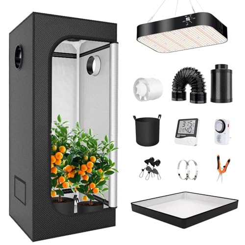 WBLING Kit d'éclairage horticole LED 200 W, Tente hydroponique Oxford 600D avec Filtre à Charbon, système de Culture de Plantes d'intérieur à Spectre...