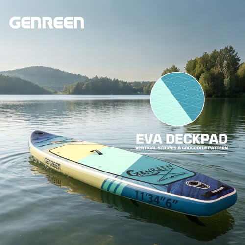 Image of Inflatable Stand-Up Paddle Boards - Available 32 inch /33 inch /34 inch Widths Inflatable Paddle Board with SUP Accessories, Camera Mount, Basic All-Around SUP Board for All Skill Levels, Up to 450lbs