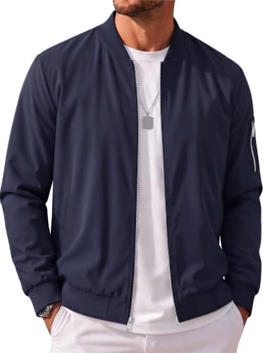 Image of MAGCOMSEN Men's Jacket Lightweight Windbreaker Bomber Jacket Windproof Casual Jacket Zip Up Coats Outwear with 5 Pockets