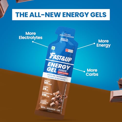 Image of Fast&Up Energy Gel- Chocolate Bourbon flavour (Caffeinated) - Pack of 6 Gel Sachets, For Instant energy boost, Improved endurance and performance