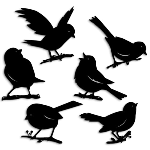 Pigort 6 Pieces Metal Bird Wall Art, Outdoor Fence Wall Art Decor, Hanging Decoration for Garden Yard Living Room Bedroom Patio Balcony