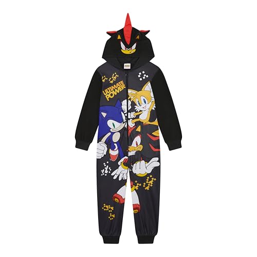 Sonic The Hedgehog Boys or Girls Hooded Onesie All in One Pyjamas Shadow Black Age 7-8 Years
