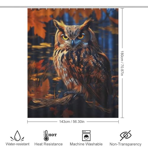 Rideau de douche owl en polyester épais imperméable de 143x180cm