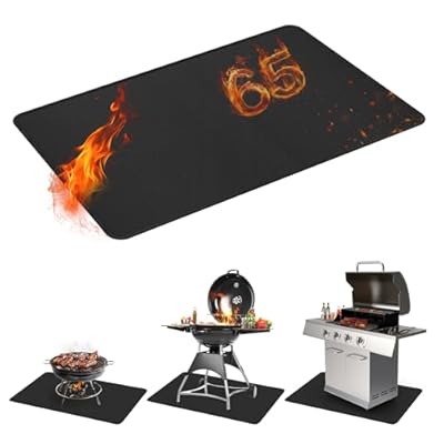 Stasover 65 x 48 Inch Under Grill Mats for Outdoor Grill, Fireproof & Heat Resistant Fiberglass Deck Protector, Waterproof & Oil-Proof BBQ Floor Pad for Deck, Patio, Grass – Easy Clean, Reusable