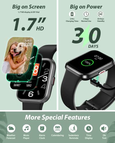 Smart Watch For Men Women(Call Receive/Dial), Alexa Built-In, 1.7" Touch Screen Fitness Tracker With Heart Rate Sleep Tracking, 60 Sports Modes, 5Atm Waterproof Smartwatch For Android Iphone, Black #TOP5