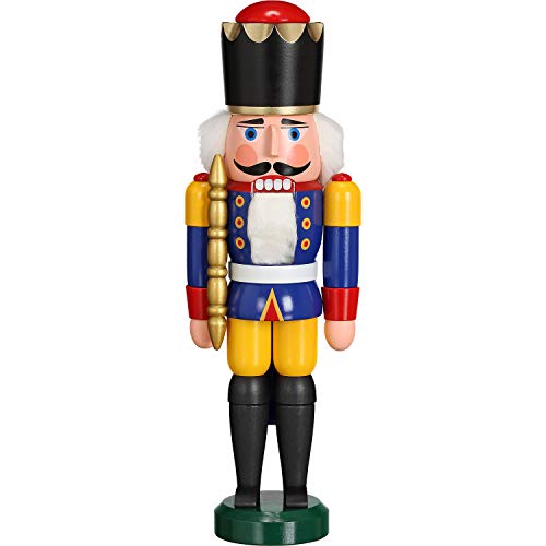 Seiffener Volkskunst German nutcracker King blue, height 29 cm / 11 inch, original Erzgebirge by SV 11301/2