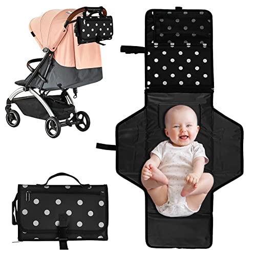 Unipampa Cambiador bebé portátil, Cambiador plegable impermeable, Kit Cambiador de Bebe Viaje, Impermeable Cambiador, Cambiador de Pañales Portátil con Almohada, Quita y Pon, Lavable, para Hogar Viaje