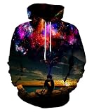 EujGvboU Sudadera unisex con capucha y bolsillos grandes con estampado 3D realista de galaxia, Siko-colorful80, L
