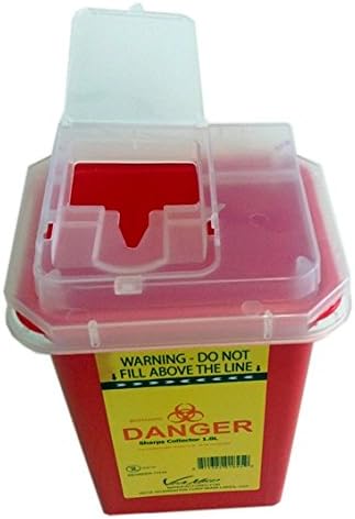 Sharps Container 1 Litre, Red - Yellow Color. (Red)