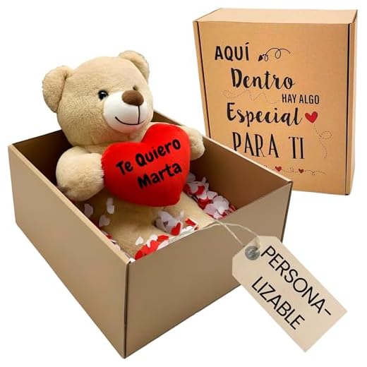 Peluche Personalizado con Foto en Cajita Decorada Regalo Personalizado para Mujer y Hombre | Regalos para Amigas (Beige)