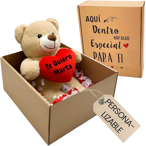 Peluchilandia Peluche Personalizado en Cajita Decorada Regalo Original Personalizado para Mujer y Hombre | Regalos para Amigas (Beige)