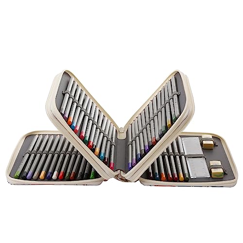 Image of Portable Colored 72 Slots Pencil case Organizer with Printing Pattern for Watercolor Pens, Pencil Case Organizer for Artist