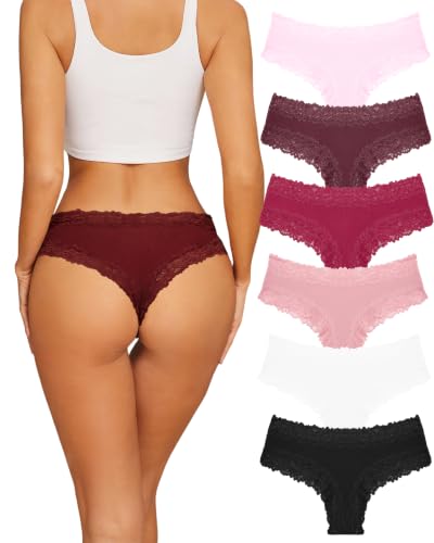 Image of Womens Cotton Underwear Sexy Lace Brazilian Panties Soft Bikini Ladies Pack