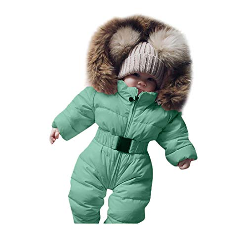 Sameno Infant Toddler Baby Girls Boys Winter Down Snowsuits Romper Jacket Hooded Jumpsuit Warm Thick Coat Outfit (3-6 Months, Green)