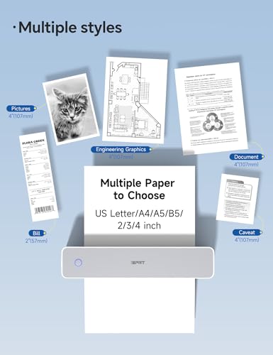 Image of iDPRT MT610 Portable Thermal Printer, 203DPI Mobile-Travel-Printers, Inkless-Wireless-Small-Printer for Home Use, Office, Vehicles, Bluetooth Printers Supports 8.5 inch x 11 inch US Letter&A4&A5, White