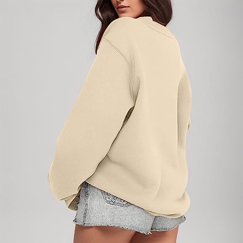 XINGJIAARTS Oversized Sweatshirts For Women Crewneck No Hood Long Sleeve Pullover Loose Fit Cute Y2K Fall Tops Trendy Outfits - image 3
